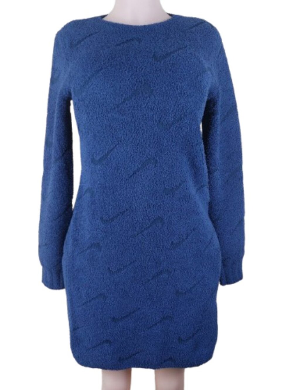 Nike Women's Blue Sportswear Phoenix Cozy Bouclé Slim Mid-Knit Dress Size L